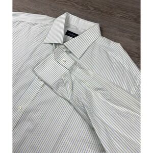 Canali Men's Striped Long Sleeve Button Up Dress Shirt White Size 46/18